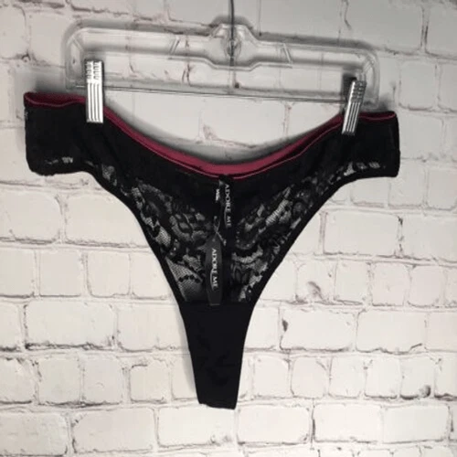 Adore Me Lingerie Women's Lace Mesh Risque String Pantie Black 2X (waist 36”) - Image 2 of 4