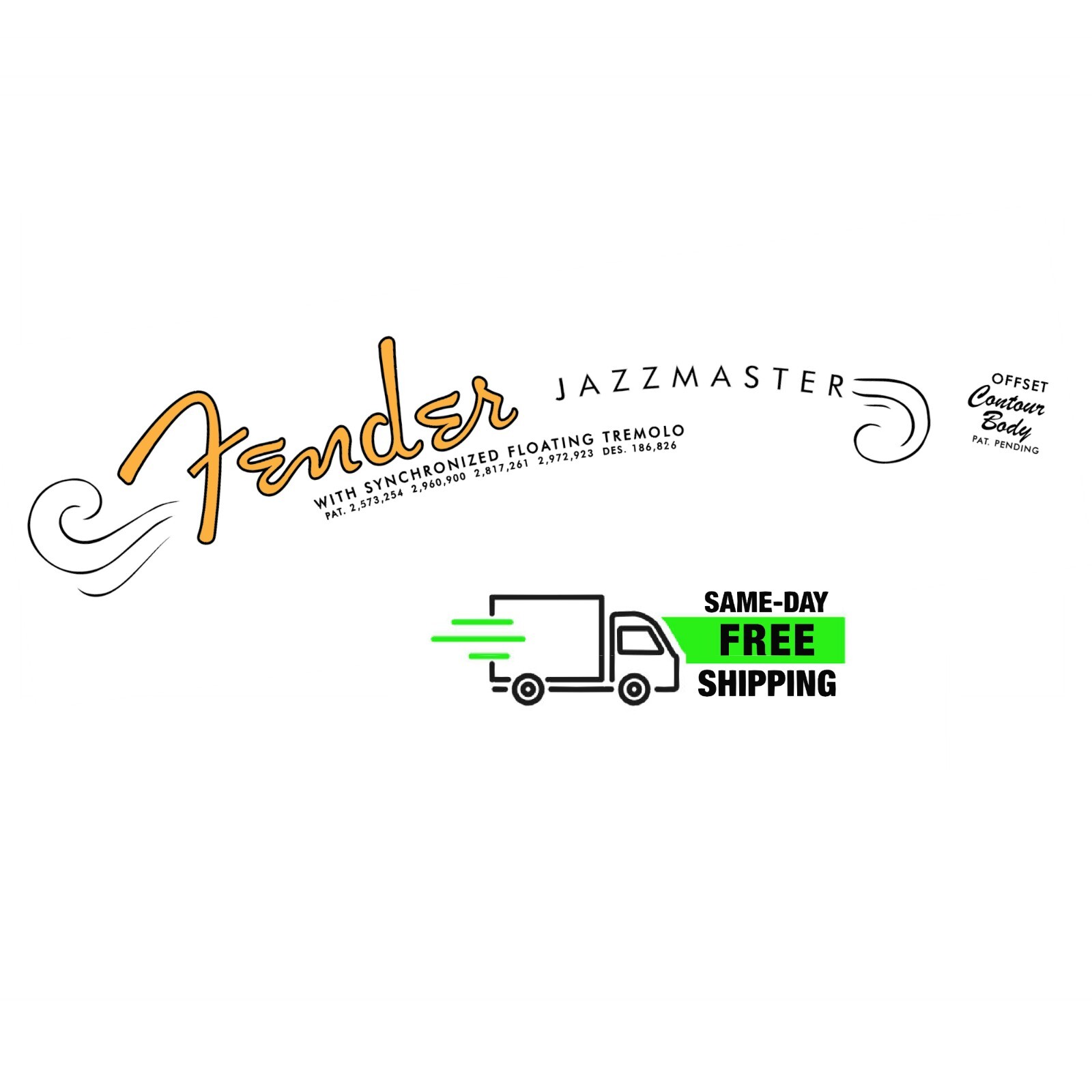 Fender Jazzmaster Headstock Decal 60s for Guitars NEW Made In USA Non