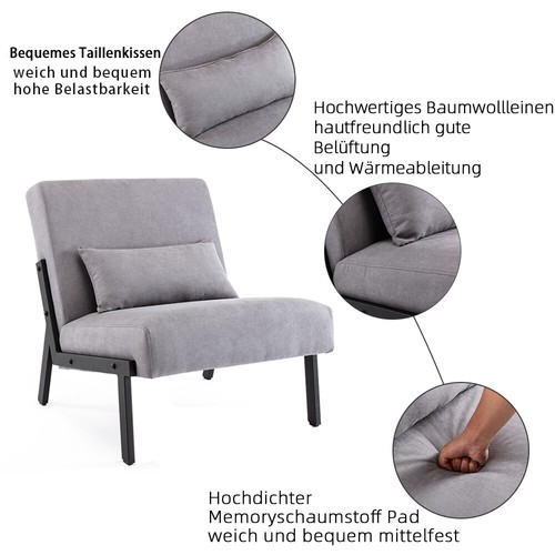 Sofas Einzelsofa Relaxsessel Polstersessel Wohnzimmmer Stoffsofa Grau Gästesofa - Bild 3 von 6