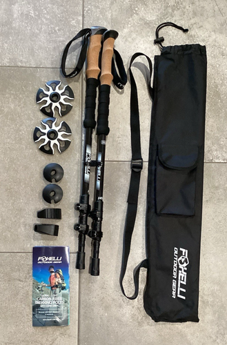 Bastones de trekking Foxelli de fibra de carbono - Empuñaduras de corcho ligeras plegables