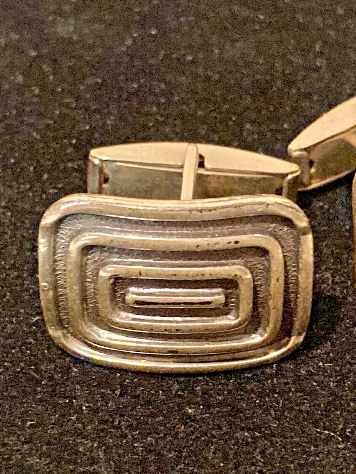 Vtg Pair Art Deco Style Rectangular Cufflinks But… - image 3