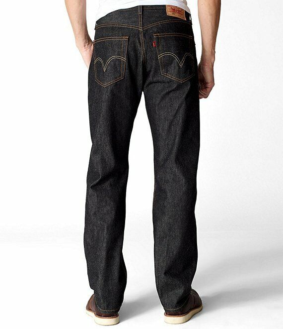 Levis 501 Original Shrink To Fit Button Fly Jeans Rigid Blue Black Jeans New