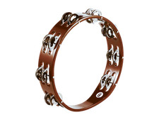 Meinl Wood Tambourine Steel Jingles 2 Rows African Brown
