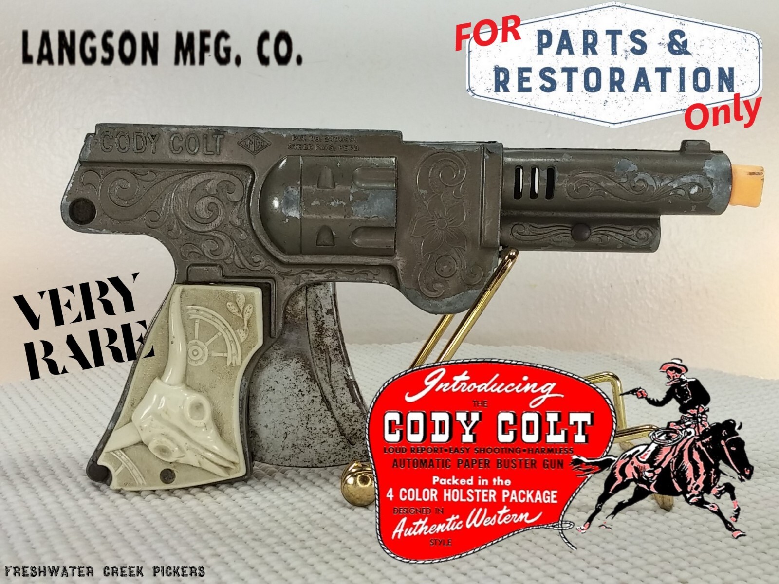 1950's LMCO Cody Colt Paper Buster Toy Pop Gun Noisemaker Parts or