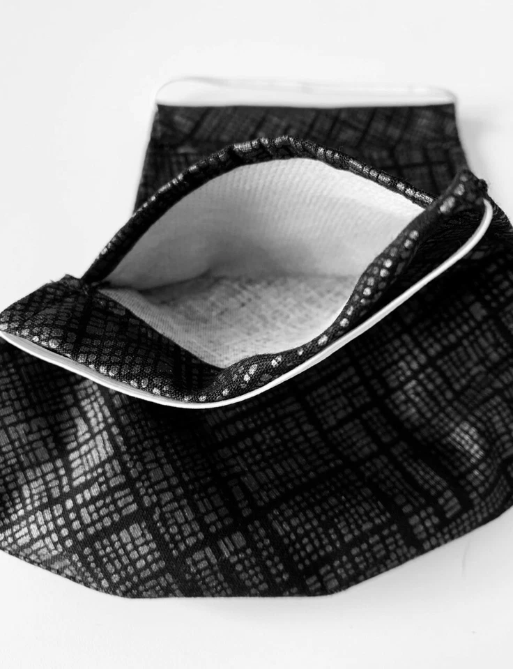 Mascarilla facial con filtro, revestimiento facial con filtro hecha a mano y lavable Foto 3 de 4