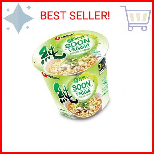 Sopa de fideos Nongshim Soon Cup, vegetal, 2,6 onzas (paquete de 6)