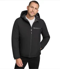 New Men's CK Calvin Klein Infinite Stretch Water-Resistant Hooded Jacket Coat