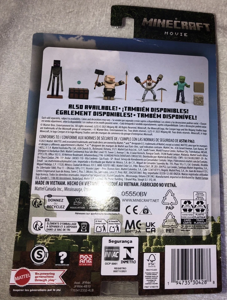 Um boneco de ação filme Minecraft zumbi com paralelepípedo e madeira de carvalho novo USPS - Imagem 2 de 2