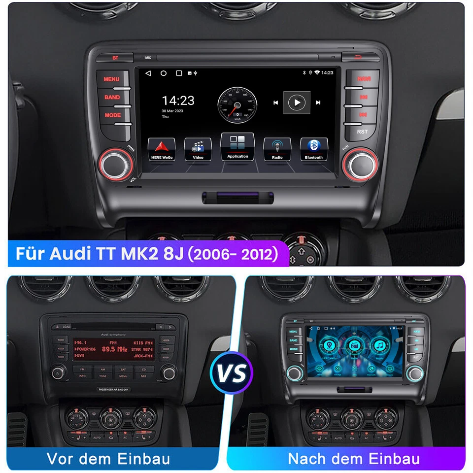Autoradio DAB+ Carplay Android 13 GPS NAVI RDS Kamera Für Audi TT MK2 8J 2006-14 - Bild 4 von 4