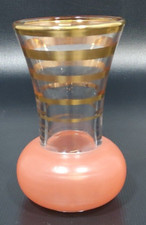 Bud Vase Vintage Barlette Collins Small Peach with Gold Stripes 1950's