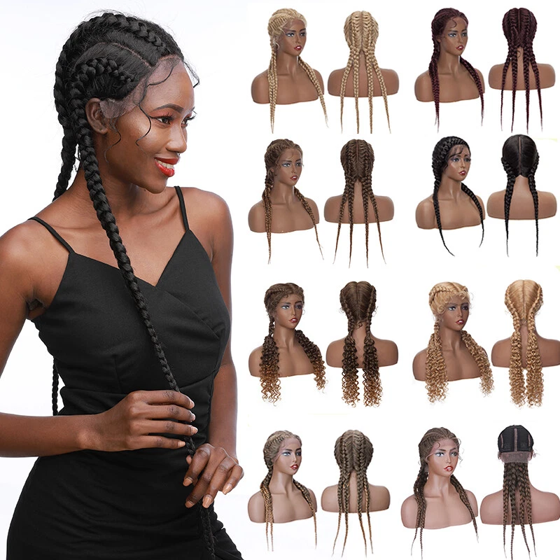 35Long Dutch Braids Braiding Front Full Lace Wigs Crochet Twist