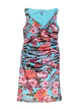 Phase Eight Floral Butterfly Ruched Jersey Spandex Bodycon Dress 12 Fully Lined