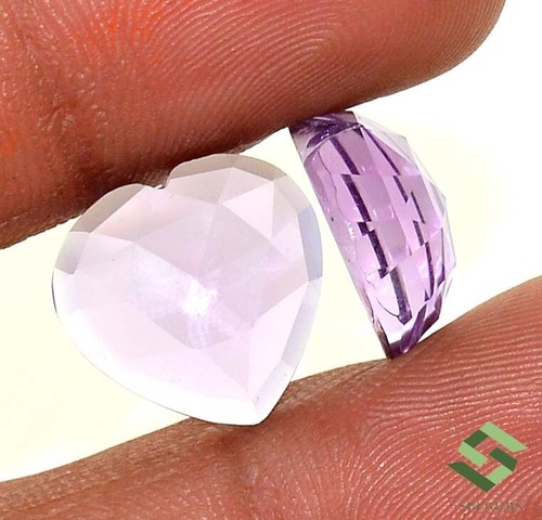 Natural Amethyst Briolette Cut Heart Shape Pair 15x15 mm 18.67 CTS Loose Gems - Picture 4 of 9