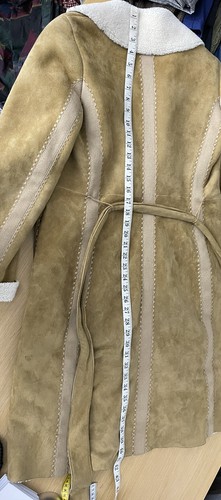 $1998 Theory Small Shearling Jacket Belt Wrap Western Leather Ranch Coat Fur VTG - Picture 9 of 9