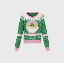 Brand New Toddler Girl Star Wars Yoda Fair Isle Pullover Sweater Size XS
