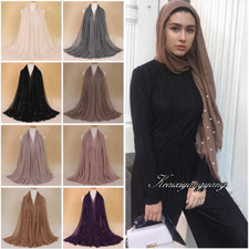 20 colors Pearl Cotton Blend Viscose Maxi Crinkle Hijab Scarf Muslim 70x40 inch