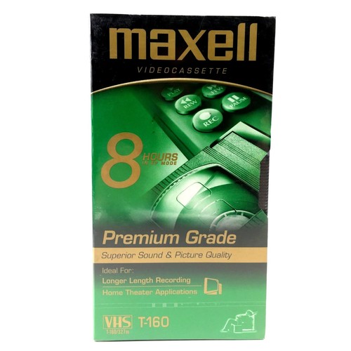 Maxell VHS T160 8 horas grado premium sellado en blanco nuevo - Imagen 1 de 5