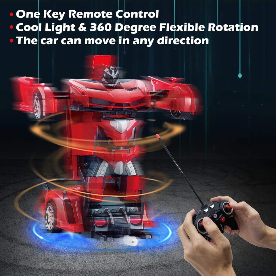 Remote Control Transform Robot Car Toy for Kids with Dazzling Light 360°Rotating - Image 2 of 4