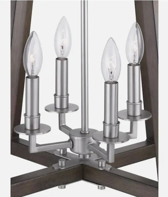 Linterna colgante Progress Lighting Forrester madera de teca níquel satinado - NIOB Foto 3 de 4