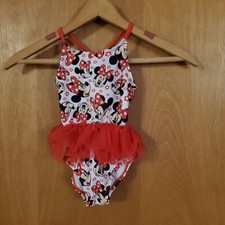 Disney Minnie Mouse One Piece Swimsuit Girls 2T Red/Black