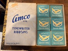 Full Box 12 Amco Line Typewriter Ribbon Boxes All Have Sealed Ribbon Not Tin Full Box 12 Amco Line Typewriter Ribbon Boxes All Have Sealed Ribbon Not Tin