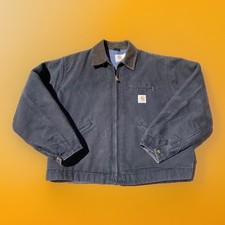 Vtg 90s Carhartt Detroit Jacket Sz XL/XXL Black Canvas Blanket Lined JB105 USA