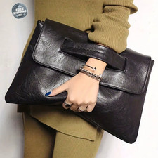 Elegant Vintage Pu Leather Large Evening Clutch Wristlet Handbag Women's Wallet