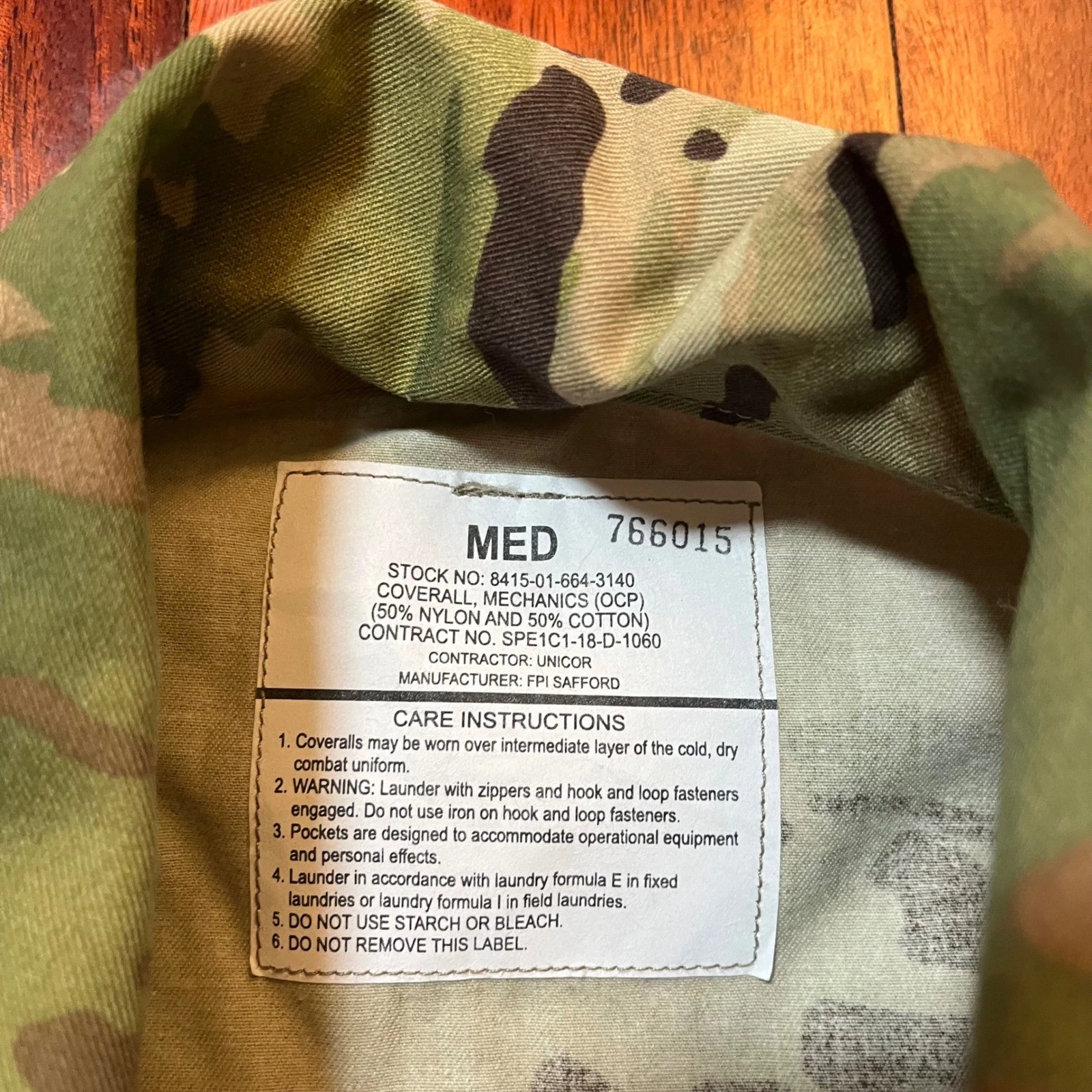 UNICOR Military Mechanics Coveralls Men Med M OCP Multicam Camo 8415-01-664-3140 - product detail image 6