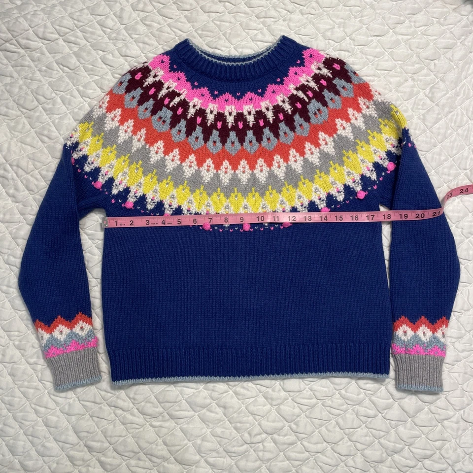 Suéter Boden XS Fair Isle Azul Multicolor Mezcla de Lana Cuello Redondo Tejido Nórdico Foto 4 de 4