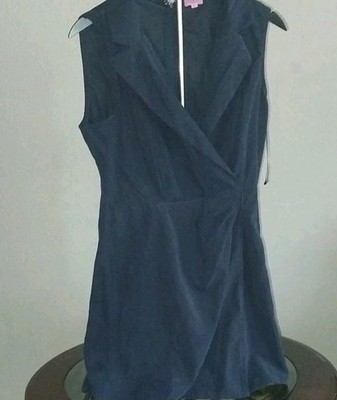 Mi Ami For francesca's Blue Wrap Dress Sleeveless V-Neck Zip Back L 26DI0324XD