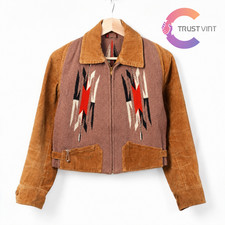 CHIMAYO Blanket Sports Jacket Beige Brown Women Vintage 1930-40's Rare