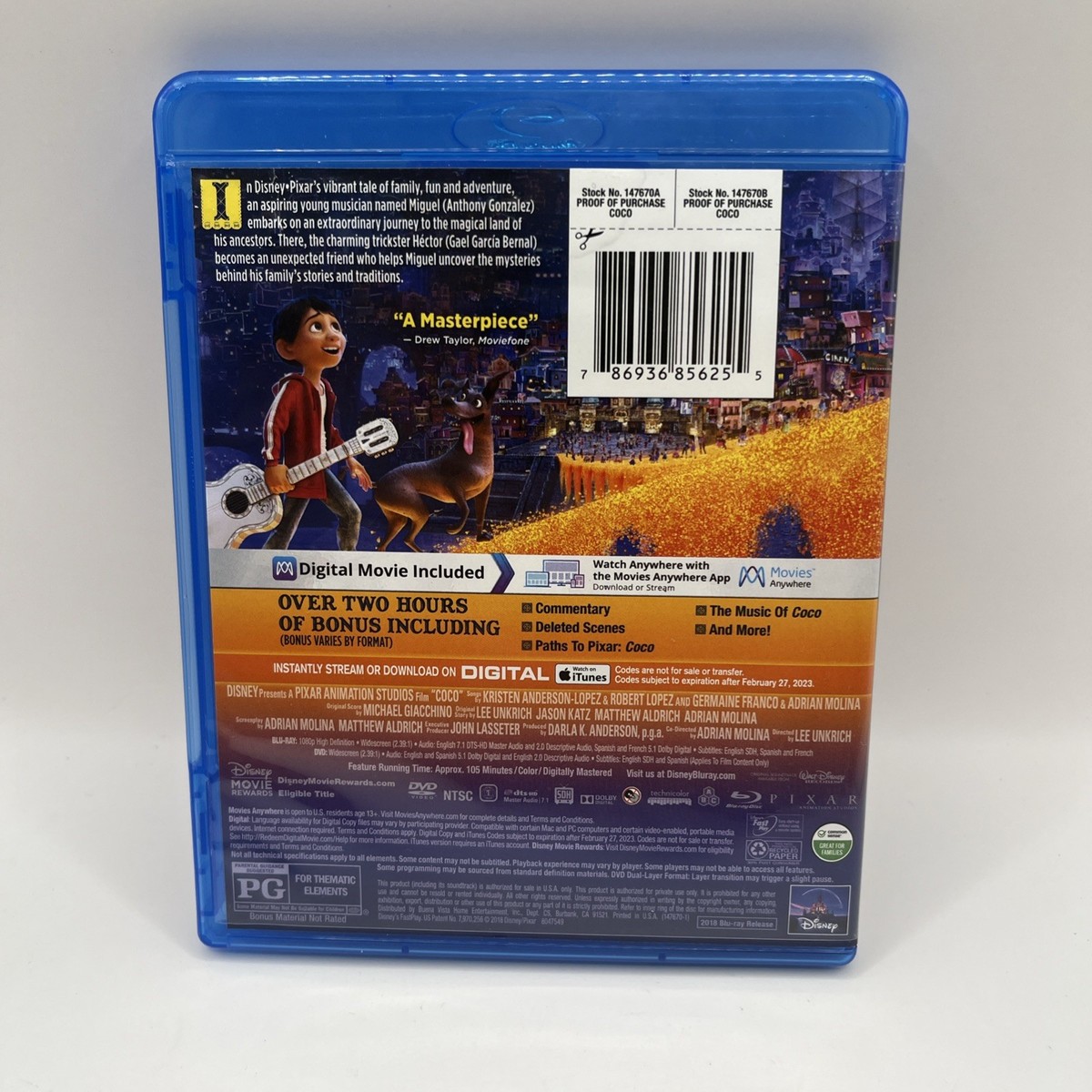 Disney's Coco (Blu-ray/DVD) No Digital Slip Cover 786936856255| eBay