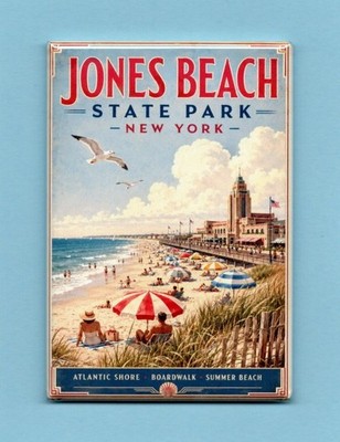 JONES BEACH STATE PARK NEW YORK TRAVEL POSTER *2X3 FRIDGE MAGNET* BOARDWALK NY