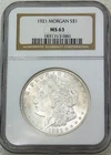 1921 Morgan Silver Dollar NGC MS63 Frosty White Premium Quality coin #V328D
