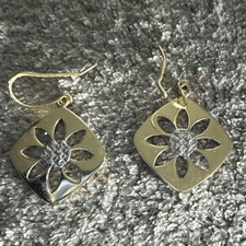 Mixed-metal floral dangle earrings