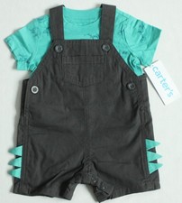 Carter's Baby Boys Size 3M 2-Piece Tee  Shortall Set Dino 1P457210 gy Outfit