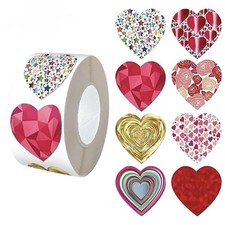40Pcs Mixed 1" Cute Love Heart Stickers Handmade DIY Party Round Labels