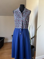 Vintage Polka Dot Dress Blue Red And Cream