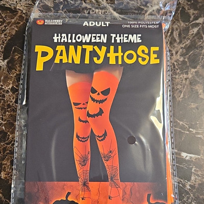 Halloween Theme Pantyhose Orange/Black Polyester Women s One Size Party