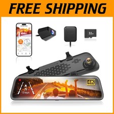 Wolfbox Mirror Dash Cam 4K UHD WiFi GPS