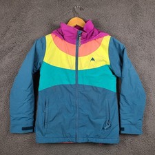 Burton Hart Snowboard Jacket Girls Medium Blue Hooded Full Zip Softshell