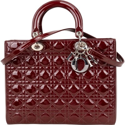 Christian Dior Quilted Patent Leather Lady Dior Handbag Tasche