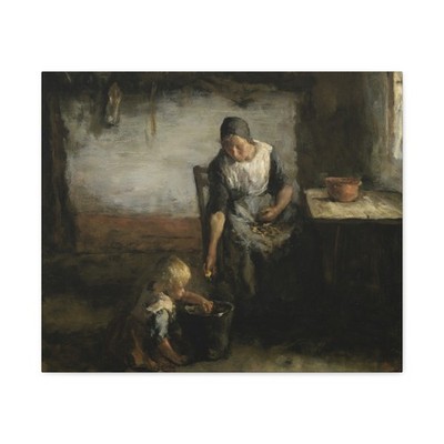 Jacob Simon Hendrik Kever - De aardappelschilster - 1880 - Canvas Wall Art