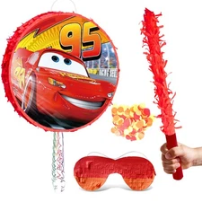 Lightning McQueen Pinata,4Pcs Lightning McQueen Round Pinata Cars Themed Pinata