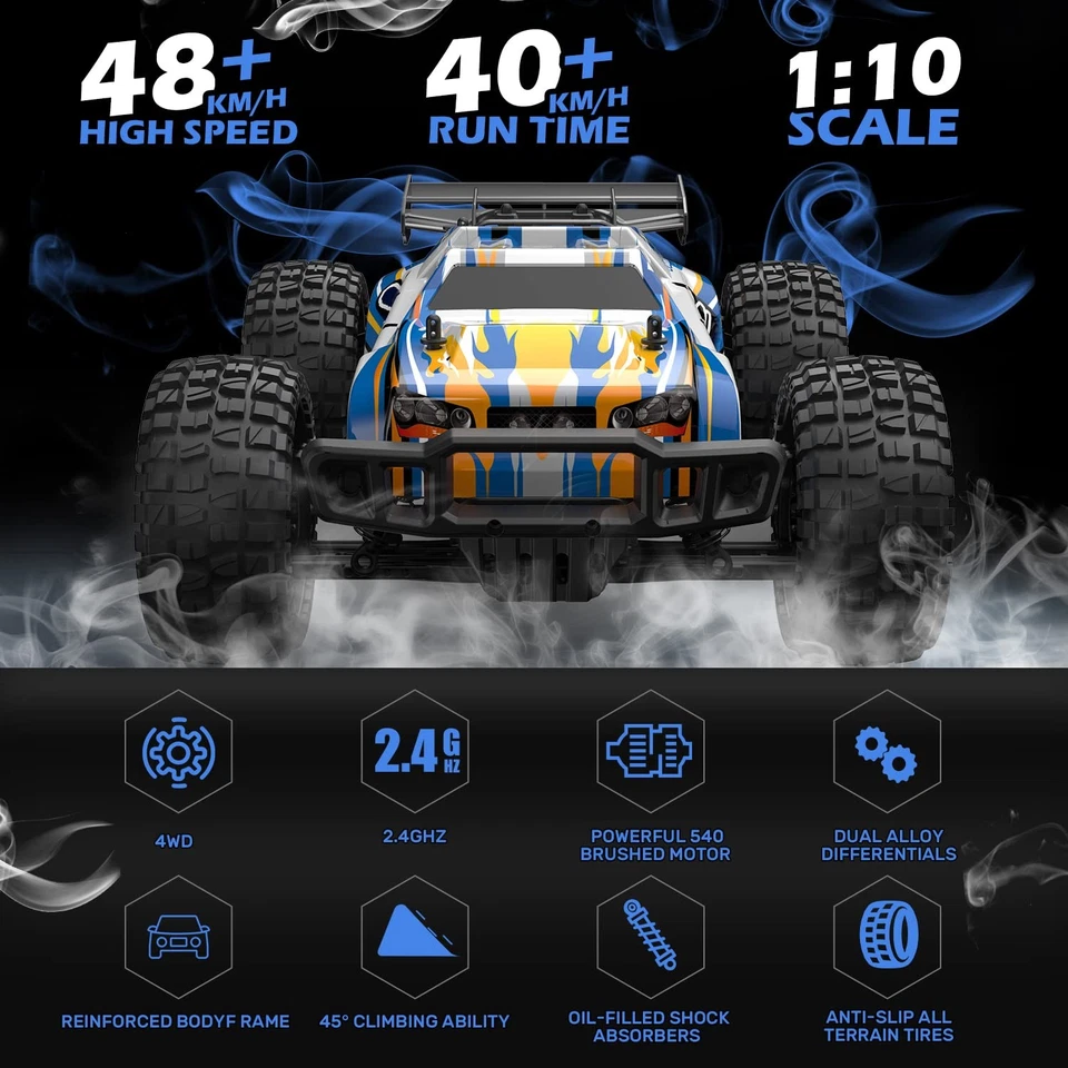 1:10 Large High Speed Remote Control Car with LED Shell Lights, 48+ KM/H, 4WD... - Image 4 of 4
