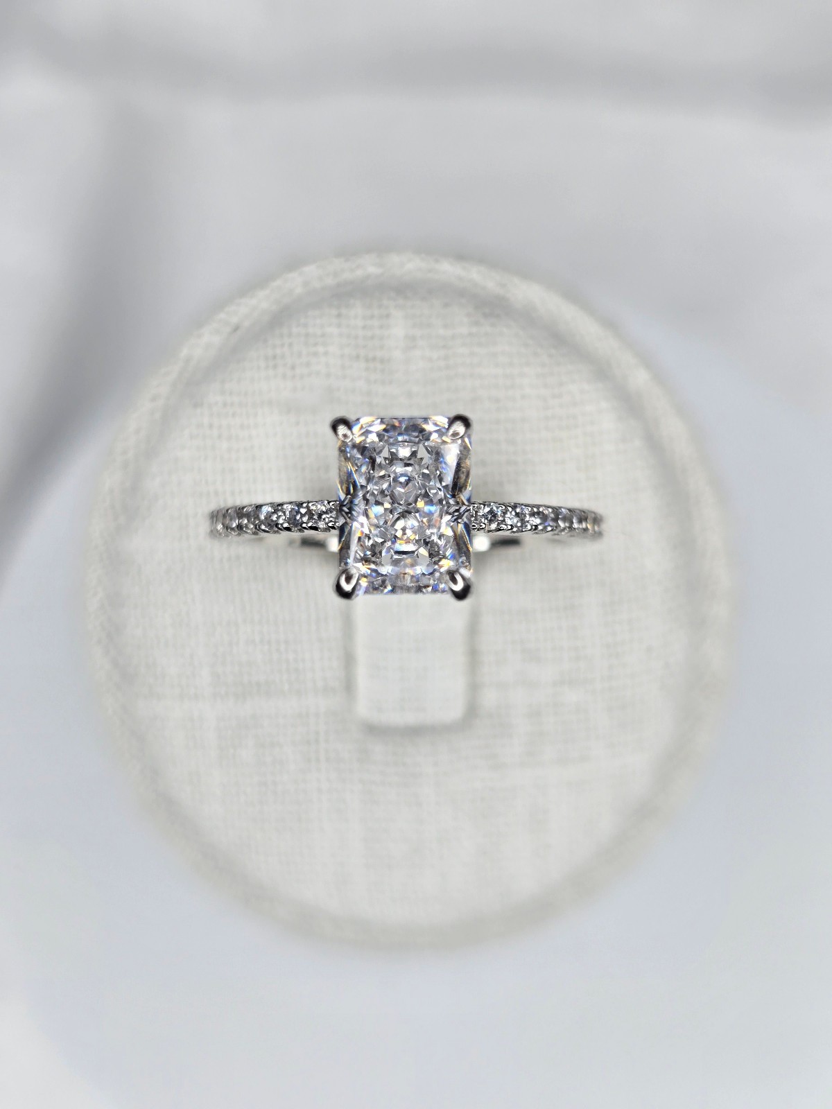 Zircon Engagement Ring 925 Sterling Silver 18K Gold Plated Crushed Ice Cut-image