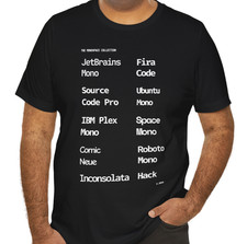 T-Shirt Collezione Font Monospace Sviluppatore Programmatore Codifica Tipografia Regalo
