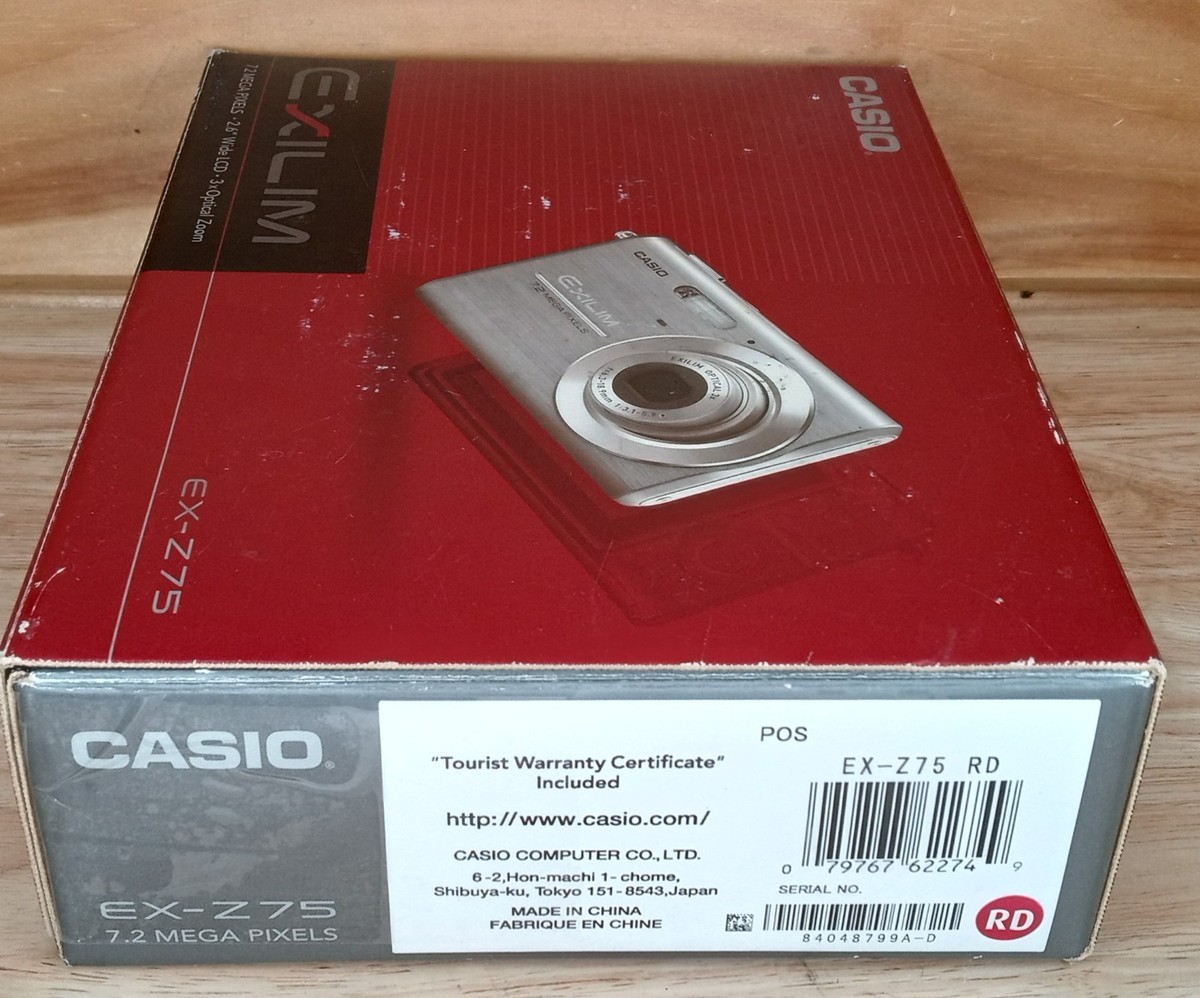 Casio Exilim EX-Z75 7.2MP Digital Camera Red w/ Box Parts/Repair