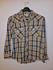 Vintage Mens Western Plaid Snap Button Shirt Medium