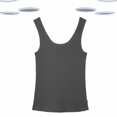 Ex Fat Face Damen Natur Rib Pyjama Trägertop - Baumwolle Stretch Lounge Grau